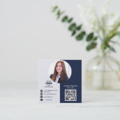 プロフェッショナルモノクロ追加フォトQRコードSq スクエア名刺 (スタンド正面)