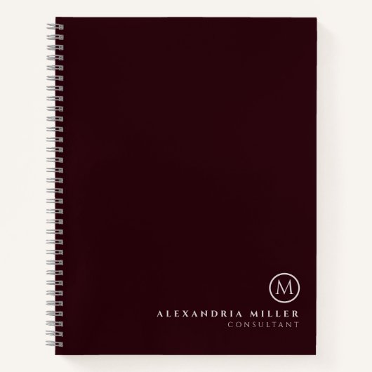 プロフェッショナルモノグミニマルラム |ブルゴーニュ&グレー ノートブック (正面)