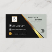 プロフェッショナルモノグラはっきりしたムブラックと金ゴールド 名刺 (裏面)