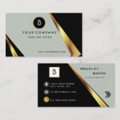 プロフェッショナルモノグラはっきりしたムブラックと金ゴールド 名刺 (正面/裏面)