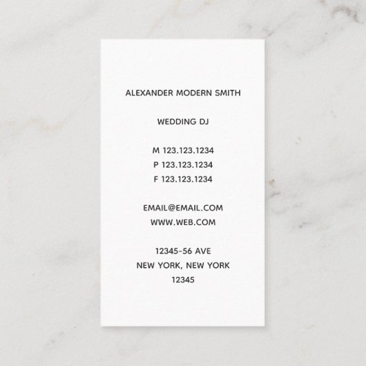 プロフェッショナルモノグラミニマルムDJ 名刺 (裏面)