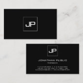 プロフェッショナルモノグラムのモダン白黒 名刺 (正面/裏面)