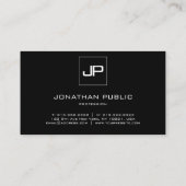 プロフェッショナルモノグラムのモダン白黒 名刺 (裏面)