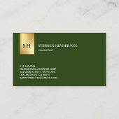 プロフェッショナルモノグラムのロゴフェイクを金ゴールド濃い緑 名刺 (裏面)
