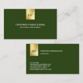 プロフェッショナルモノグラムのロゴフェイクを金ゴールド濃い緑 名刺 (正面/裏面)