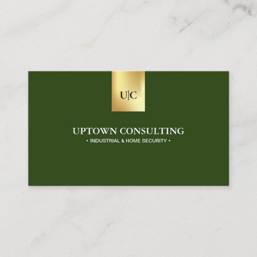 プロフェッショナルモノグラムのロゴフェイクを金ゴールド濃い緑 名刺 (正面)