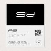 プロフェッショナルモノグラムのQRコード白黒 名刺 (外部フラット)