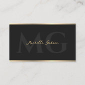 プロフェッショナルモノグラムイニシャルスクリプトブラック 名刺 (正面)