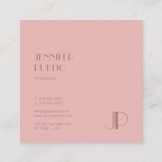 プロフェッショナルモノグラムエレガントイニシャルレタカッコいいー スクエア名刺 (裏面)