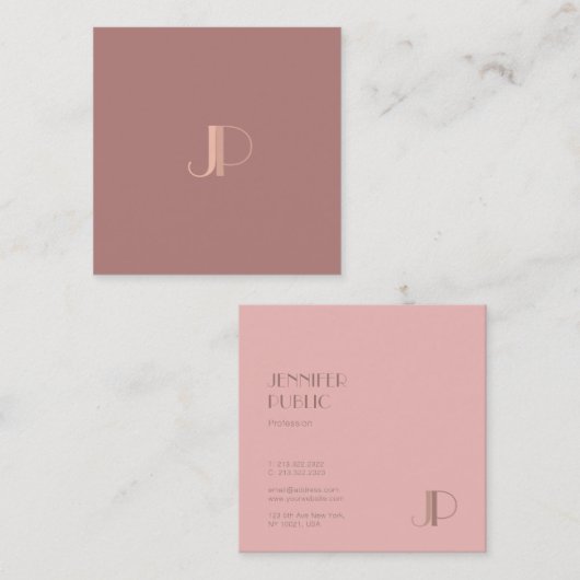 プロフェッショナルモノグラムエレガントイニシャルレタカッコいいー スクエア名刺 (正面/裏面)