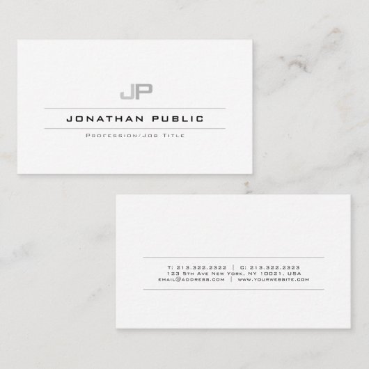 プロフェッショナルモノグラムクリーン平エレガント野 名刺 (正面/裏面)