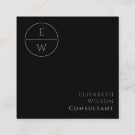 プロフェッショナルモノグラムサークルミニマリストブラック スクエア名刺