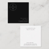 プロフェッショナルモノグラムサークルミニマリストブラック スクエア名刺 (正面/裏面)