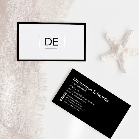 プロフェッショナルモノグラムシンプルブラックソーシャルメディア 名刺