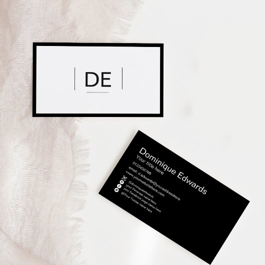 プロフェッショナルモノグラムシンプルブラックソーシャルメディア 名刺
