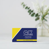 プロフェッショナルモノグラムネイビーブルー金ゴールド 名刺 (スタンド正面)