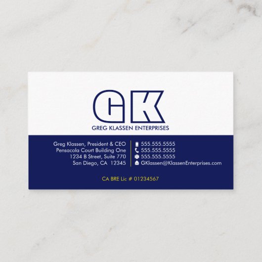 プロフェッショナルモノグラムネイビーブルー金ゴールド 名刺 (裏面)