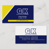 プロフェッショナルモノグラムネイビーブルー金ゴールド 名刺 (正面/裏面)