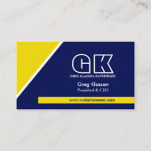 プロフェッショナルモノグラムネイビーブルー金ゴールド 名刺 (正面)