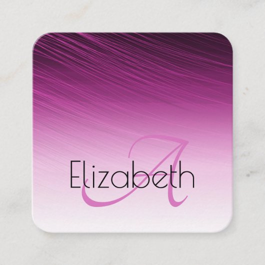 プロフェッショナルモノグラムパープルブラックグラデーションストリーク スクエア名刺 (正面)