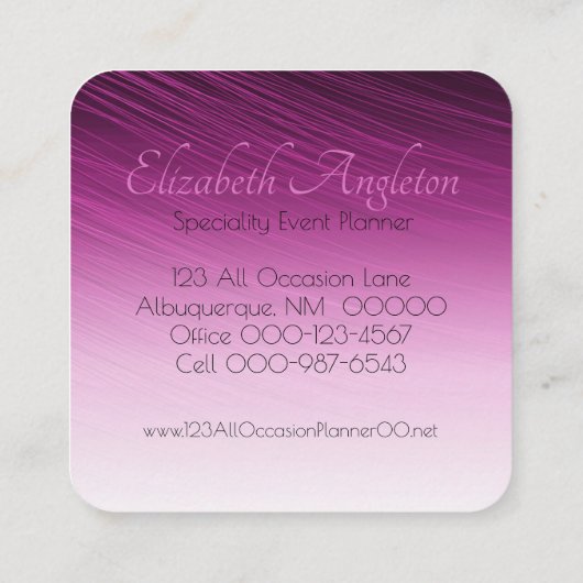 プロフェッショナルモノグラムパープルブラックグラデーションストリーク スクエア名刺 (裏面)
