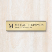 プロフェッショナルモノグラムブラックアンド金ゴールド サインプレート (正面)