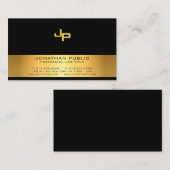 プロフェッショナルモノグラムブラックモダン金ゴールドスタイリッシュ 名刺 (正面/裏面)