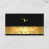プロフェッショナルモノグラムブラックモダン金ゴールドスタイリッシュ 名刺 (正面)