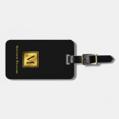 プロフェッショナルモノグラムブラック及び金ゴールド ラゲッジタグ (正面横)