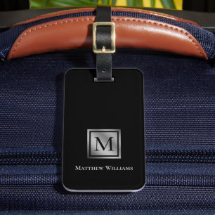 プロフェッショナルモノグラムブラック及び銀カスタム ラゲッジタグ