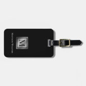 プロフェッショナルモノグラムブラック及び銀カスタム ラゲッジタグ (正面横)
