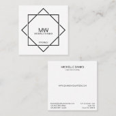 プロフェッショナルモノグラムブラック&ホワイトビジネスカード スクエア名刺 (正面/裏面)