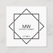 プロフェッショナルモノグラムブラック&ホワイトビジネスカード スクエア名刺 (正面)
