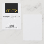 プロフェッショナルモノグラムホワイトグレービジネスカード 名刺 (正面/裏面)