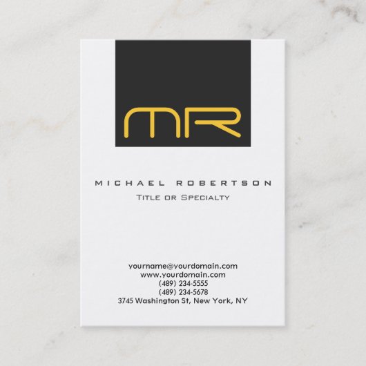 プロフェッショナルモノグラムホワイトグレービジネスカード 名刺 (正面)