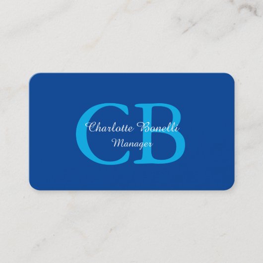 プロフェッショナルモノグラムミニマル深いブルーホワイト 名刺 (正面)