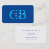 プロフェッショナルモノグラムミニマル深いブルーホワイト 名刺 (正面/裏面)