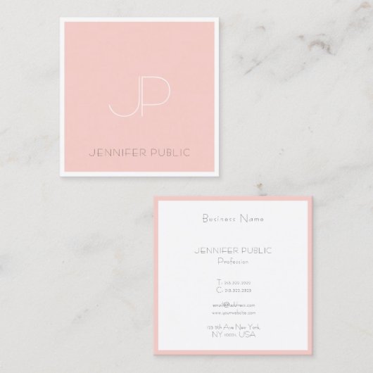 プロフェッショナルモノグラムモダンエレガントトレンディーピンク スクエア名刺 (正面/裏面)