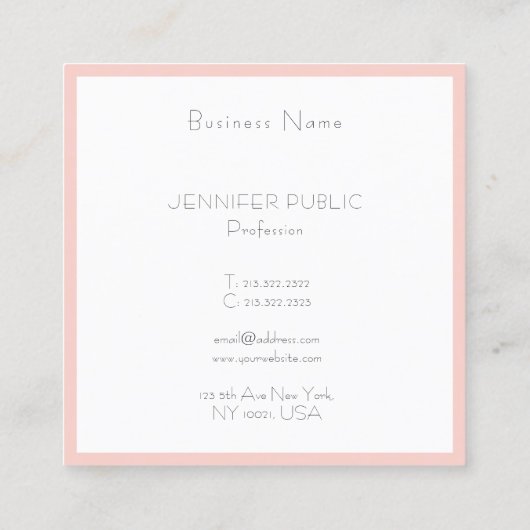 プロフェッショナルモノグラムモダンエレガントトレンディーピンク スクエア名刺 (裏面)