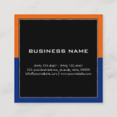 プロフェッショナルモノグラムモダンダークブルーオレンジ スクエア名刺 (裏面)