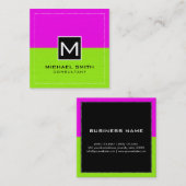 プロフェッショナルモノグラムモダンライムマゼンタ スクエア名刺 (正面/裏面)