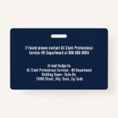 プロフェッショナルモノグラムロゴネイビーブルーのテクスチャフォト バッジ (裏面)