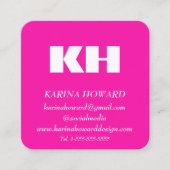 プロフェッショナルモノグラムロゴホットピンクエレガント スクエア名刺 (正面)