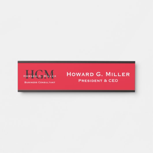 プロフェッショナルモノグラムロゴレッド白黒 サインプレート (正面)