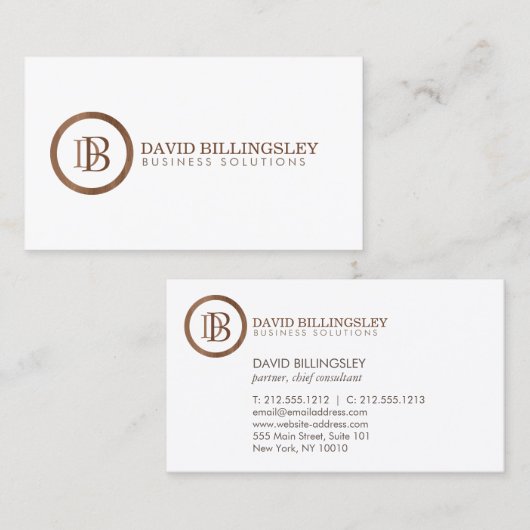 プロフェッショナルモノグラムロゴ入り木目デザイン 名刺 (正面/裏面)