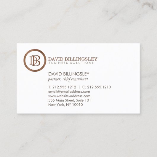 プロフェッショナルモノグラムロゴ入り木目デザイン 名刺 (裏面)