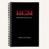 プロフェッショナルモノグラムロゴ赤黒白 ノートブック (正面)