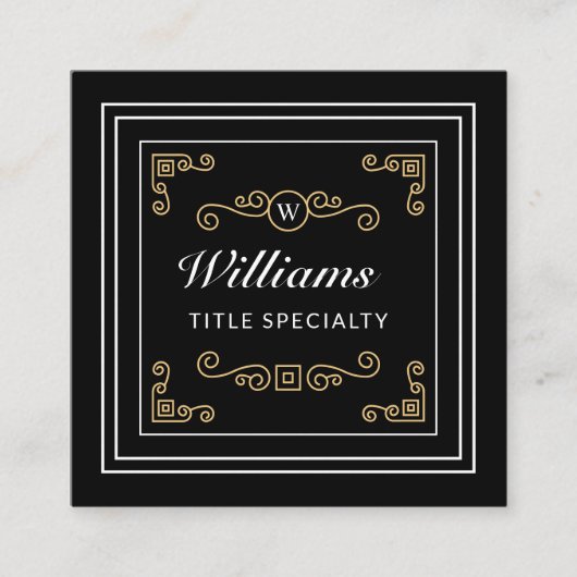 プロフェッショナルモノグラムヴィンテージブラッエレガントク スクエア名刺 (正面)