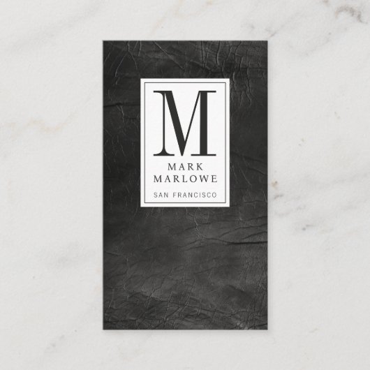 プロフェッショナルモノグラム動揺してブラックレザー 名刺 (正面)