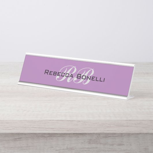 プロフェッショナルモノグラム名イニシャルプレーンスタイリッシュ デスクネームプレート (正面)